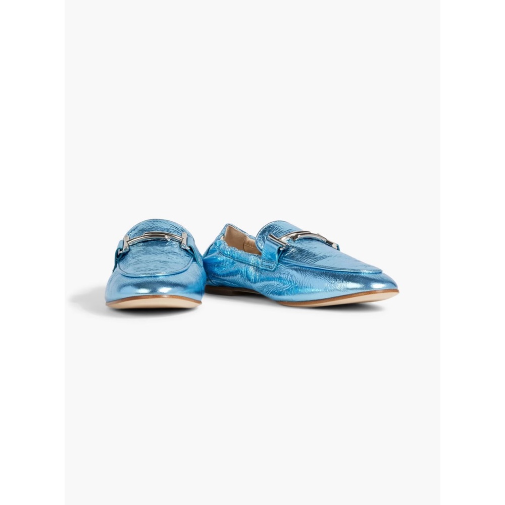 Tod’s Double T Textured mirror leathered loafers